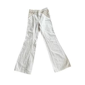 We The Free by Free People Cream Flare Jeans Size 24 Embroidered Detail at HIps